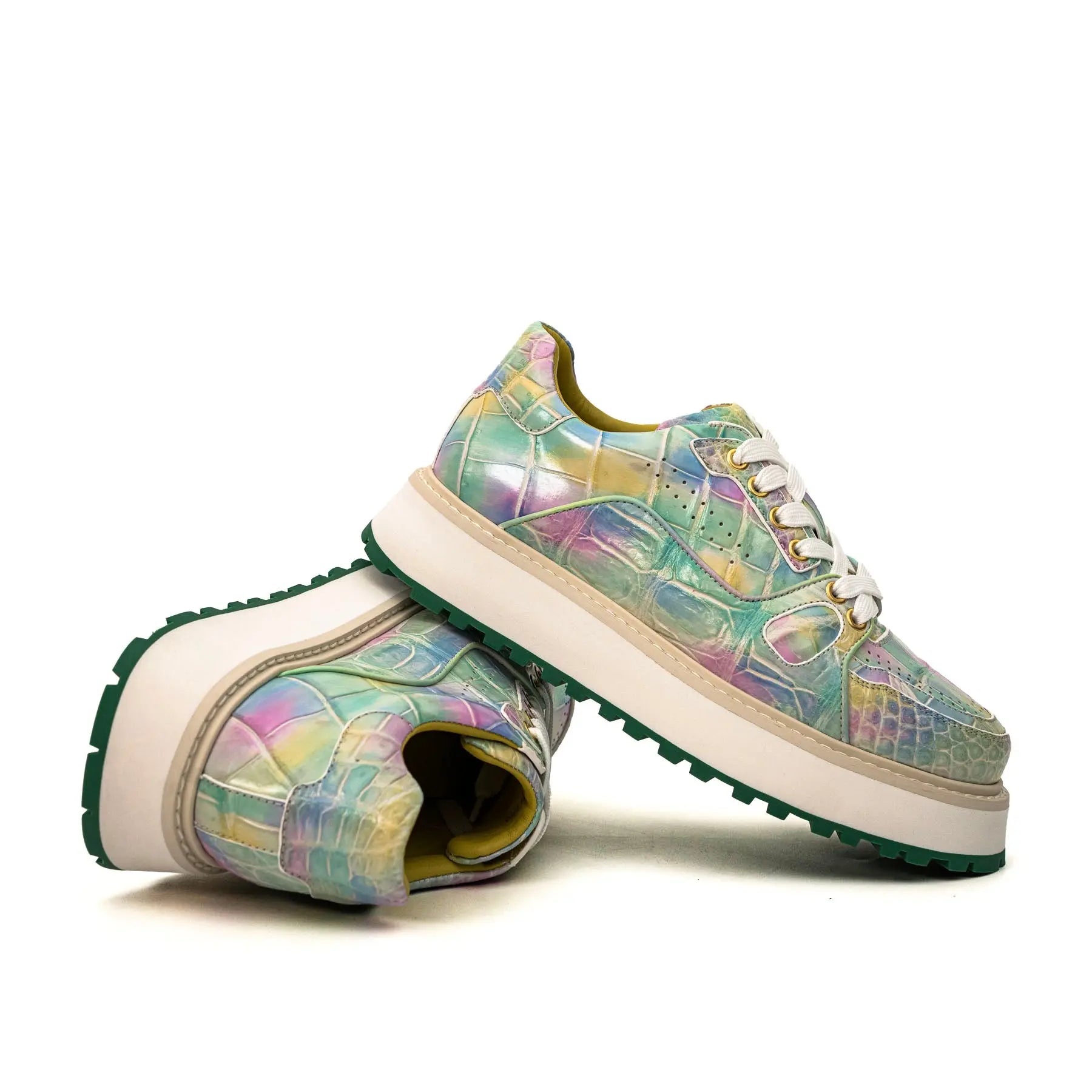 Pastel Crocodile Platform Sneaker