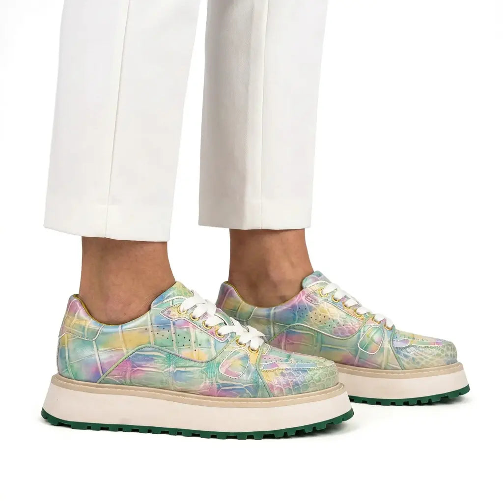 Pastel Crocodile Platform Sneaker