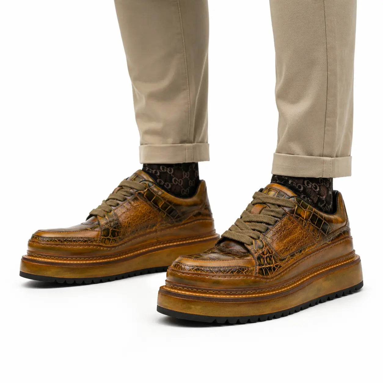 Patina Ostrich Platform Sneaker
