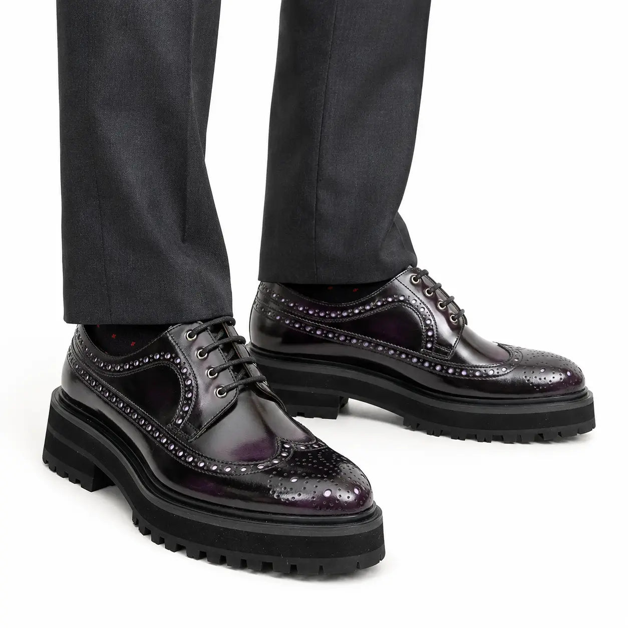 Polished Dark Derby with Lug Sole