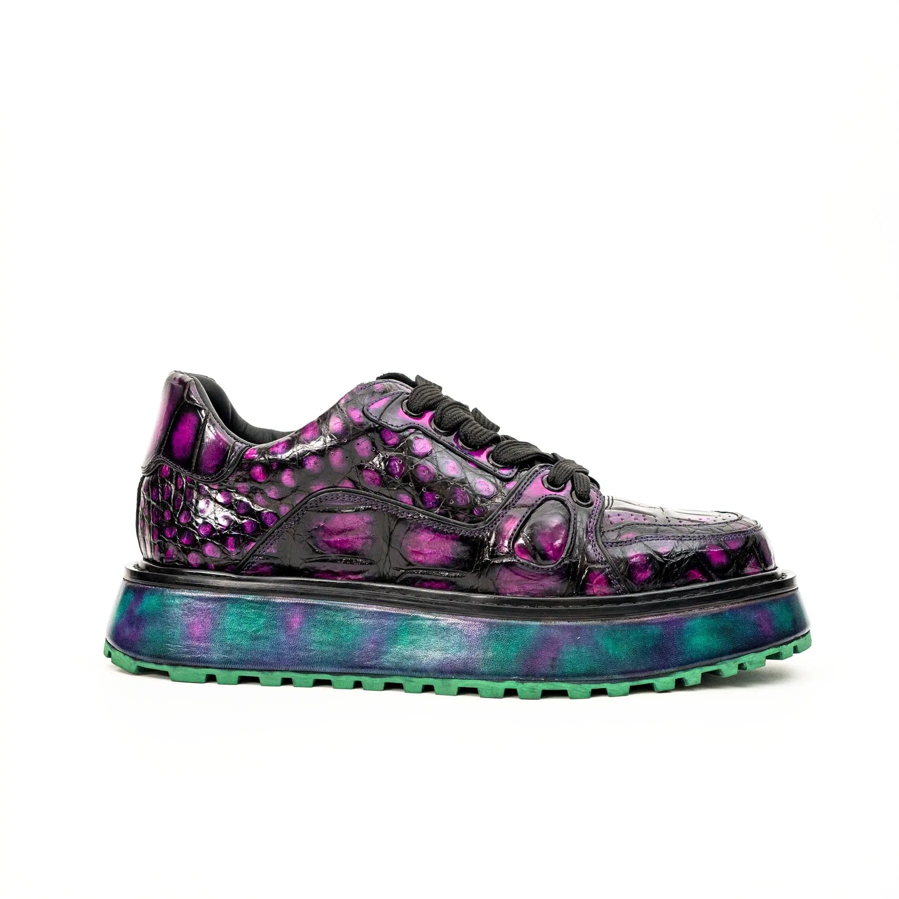 Purple Crocodile Platform Sneaker