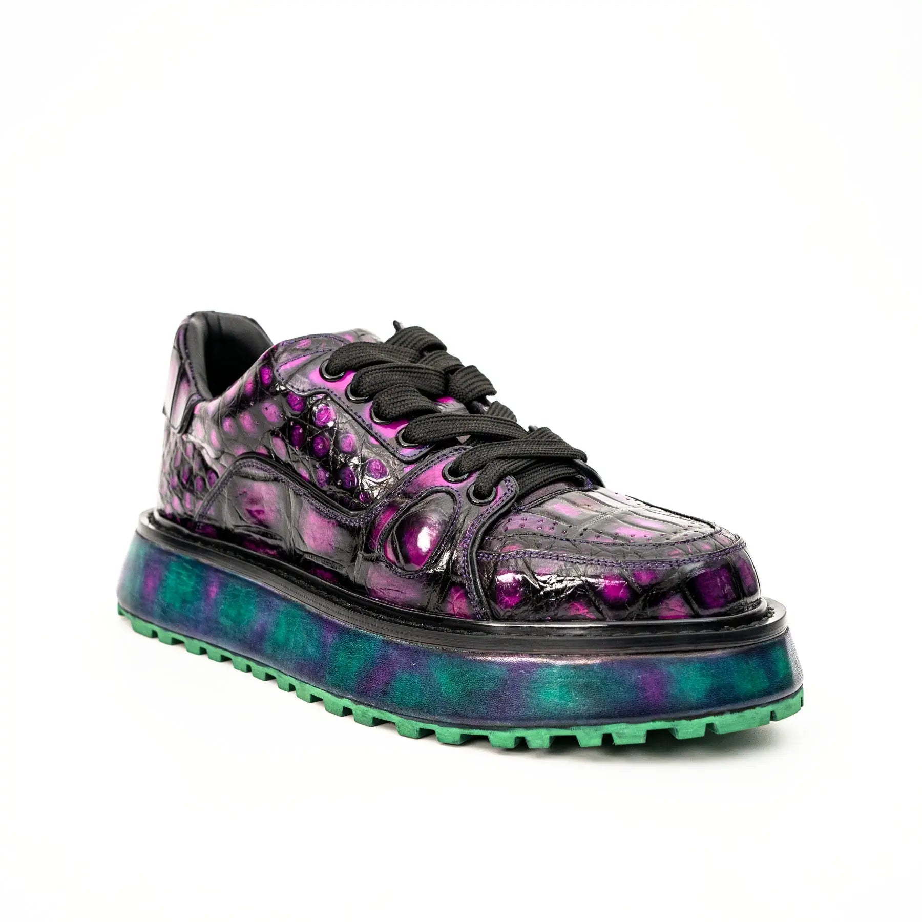 Purple Crocodile Platform Sneaker