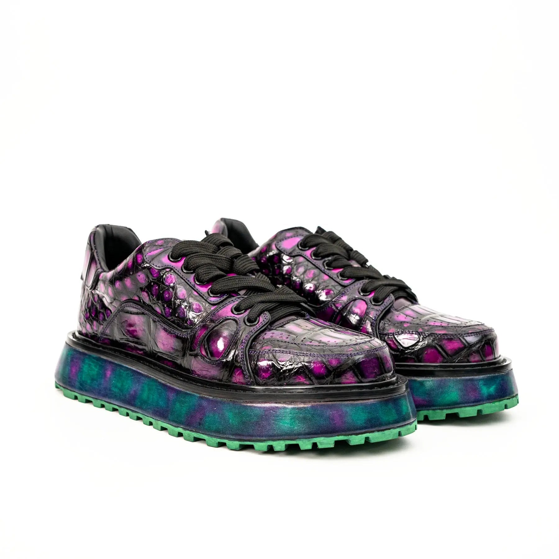 Purple Crocodile Platform Sneaker