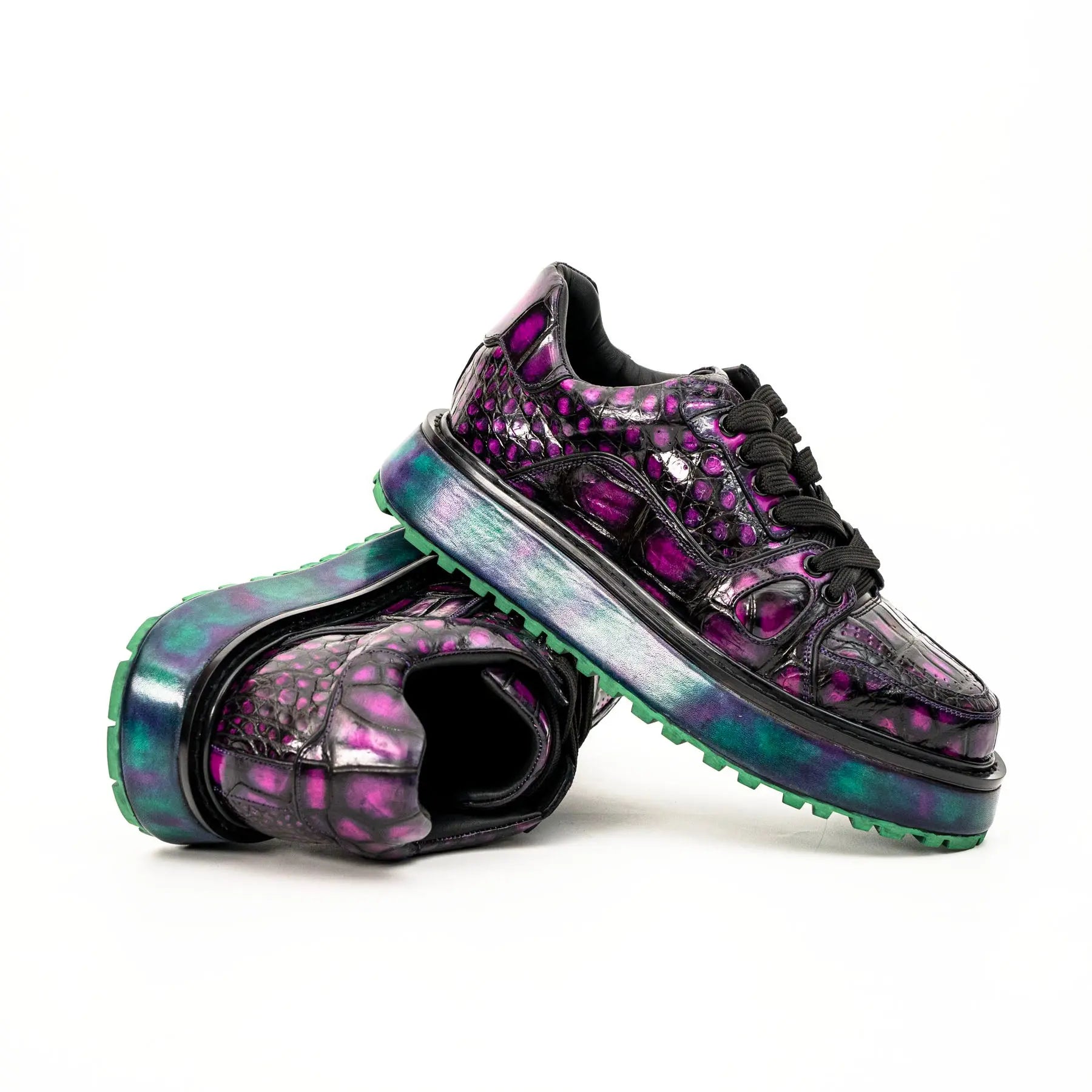 Purple Crocodile Platform Sneaker