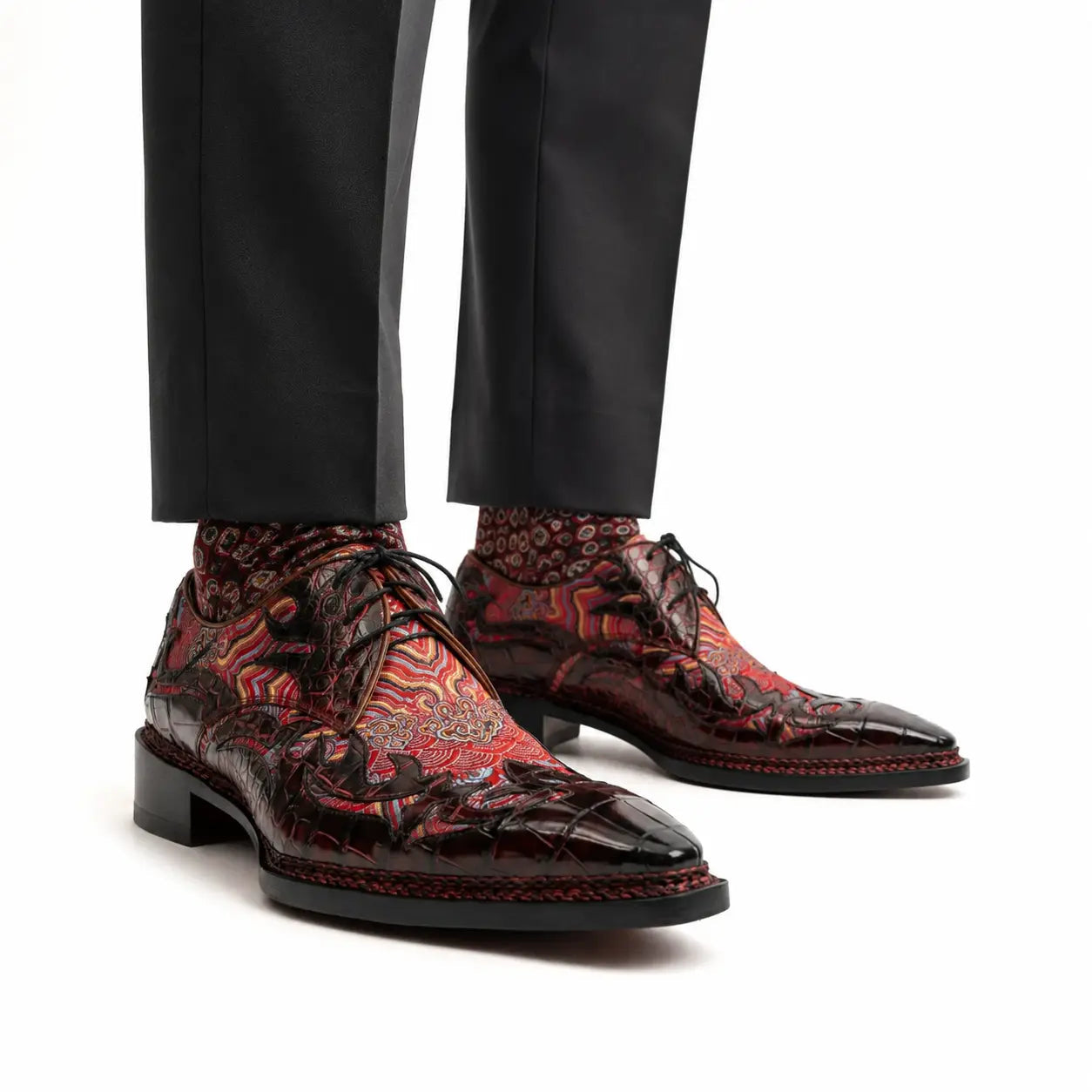 Red Pattern Crocodile Derby