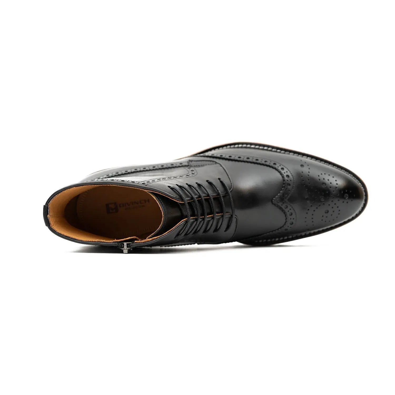 Black Brogue Lace-Up Boots with Lug Sole