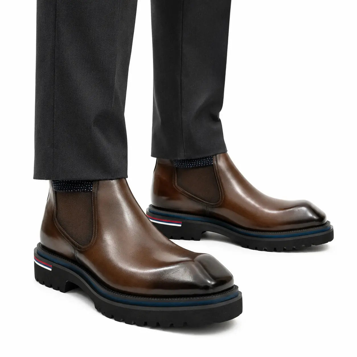 Square Toe Platform Chelsea Boots