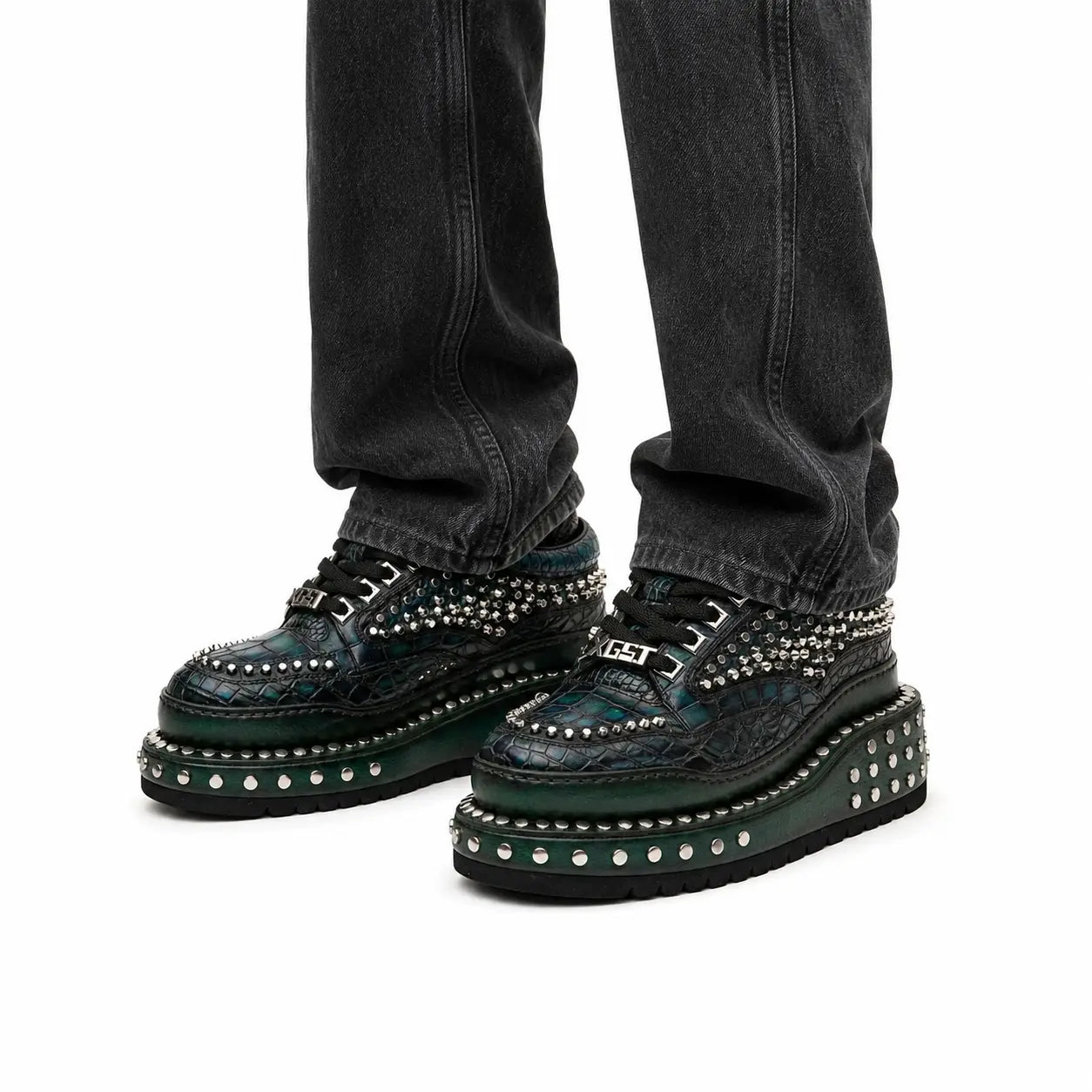 Studded Crocodile Platform Sneaker
