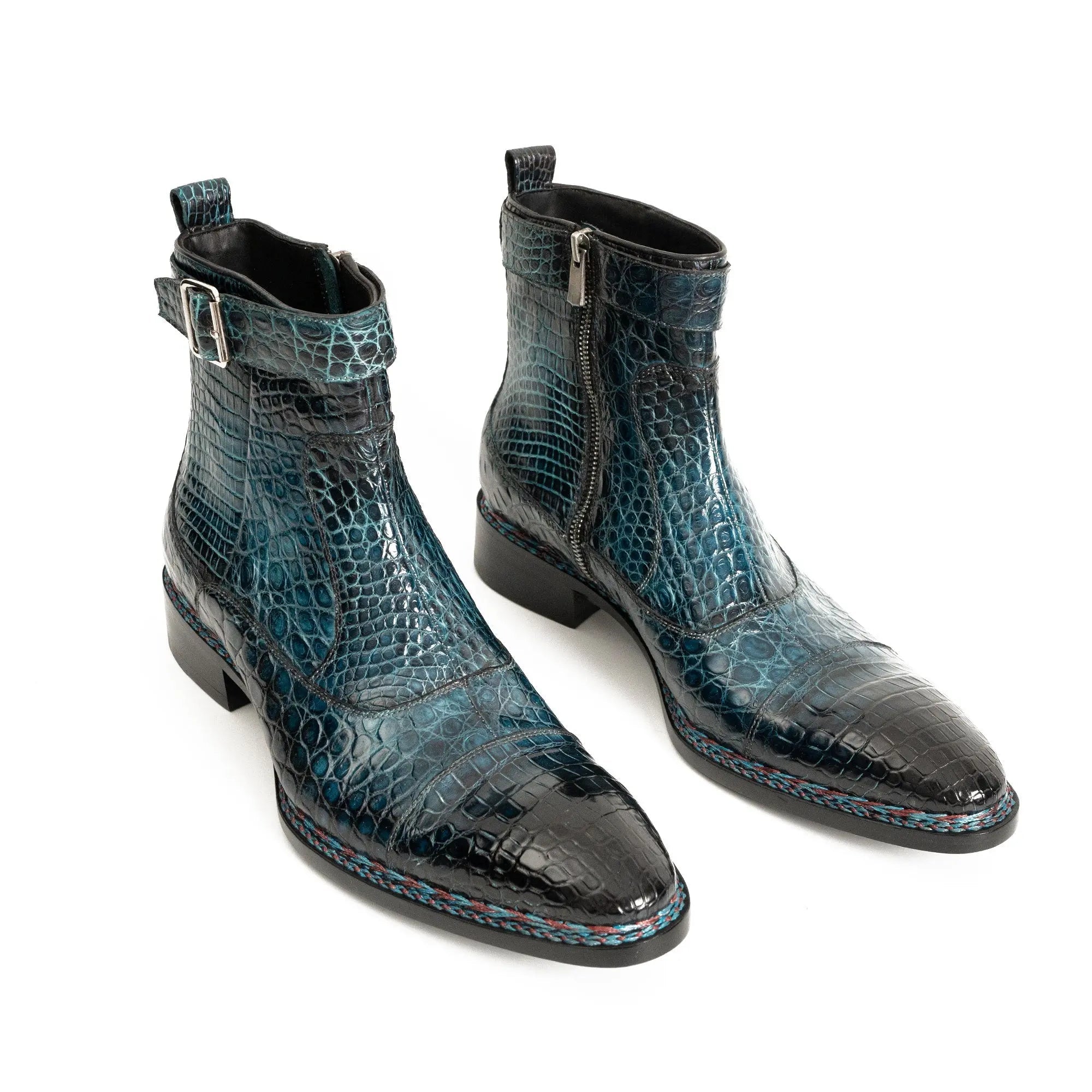 Teal Crocodile Chelsea Boot