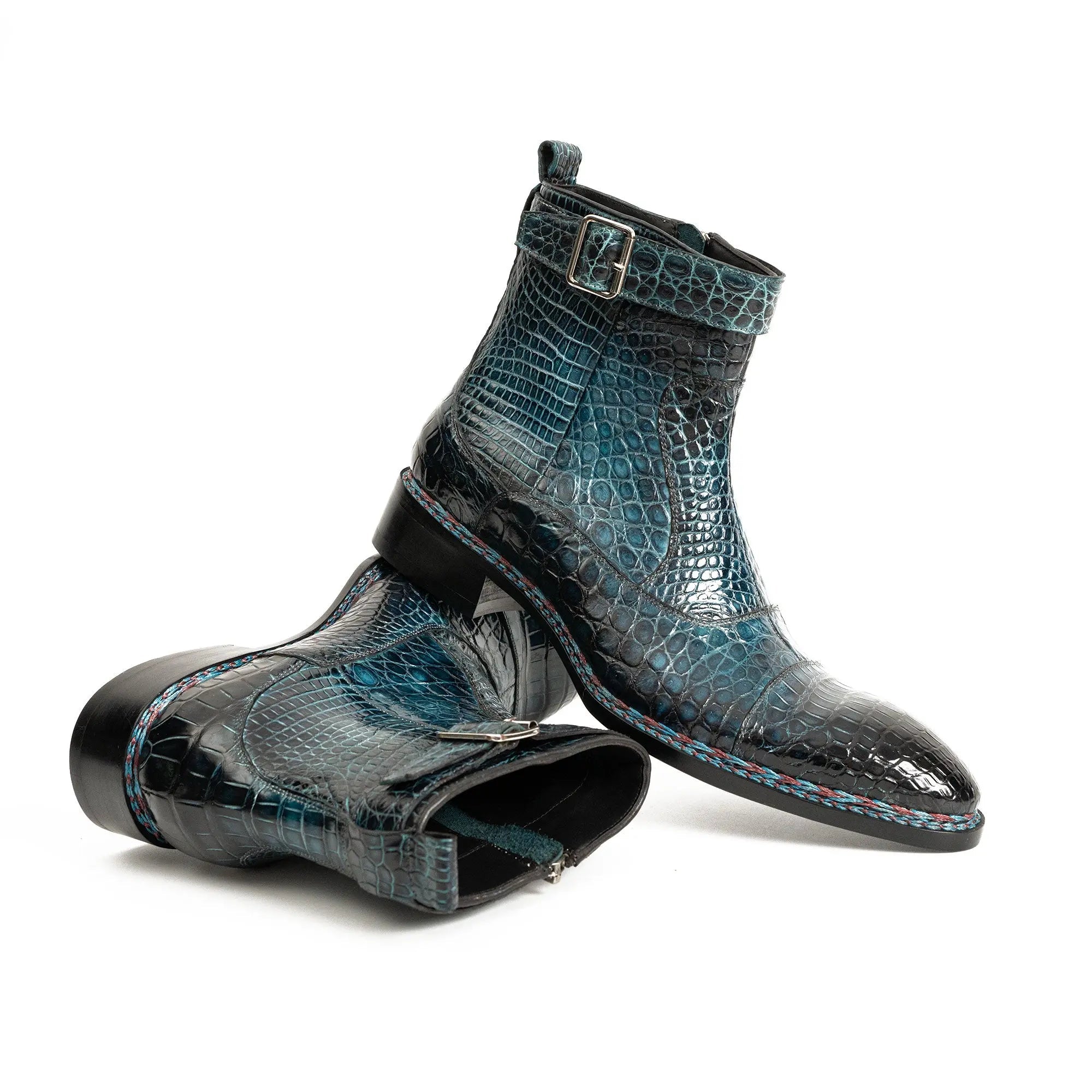 Teal Crocodile Chelsea Boot