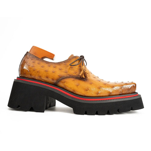 Amber Ostrich Derby with Elevated Sole