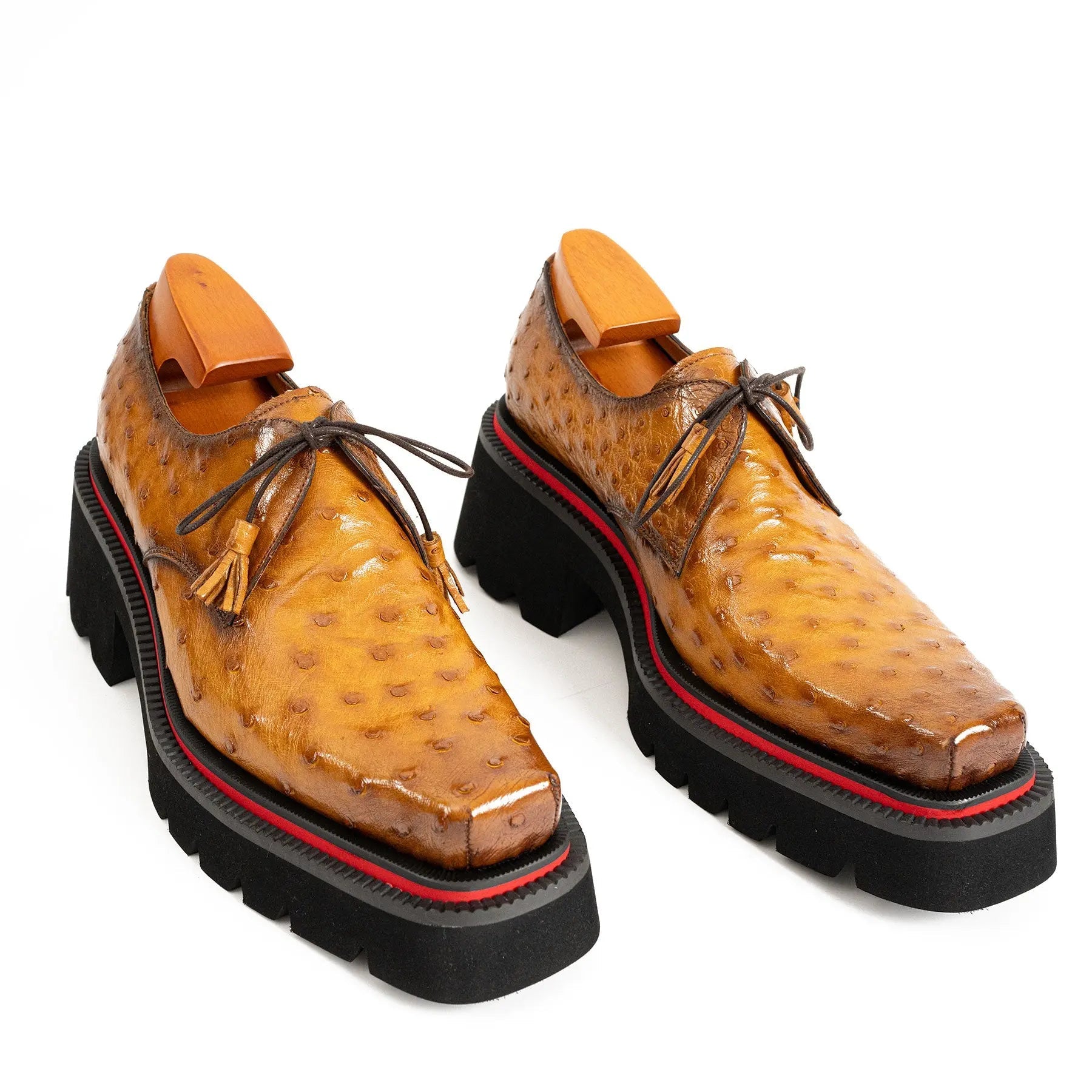 Amber Ostrich Derby with Elevated Sole