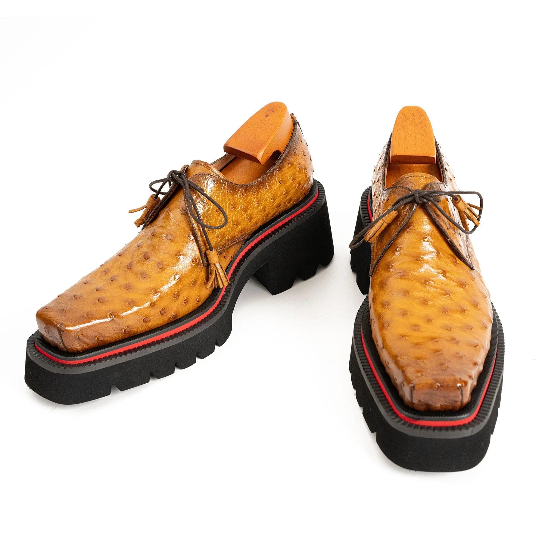 Amber Ostrich Derby with Elevated Sole