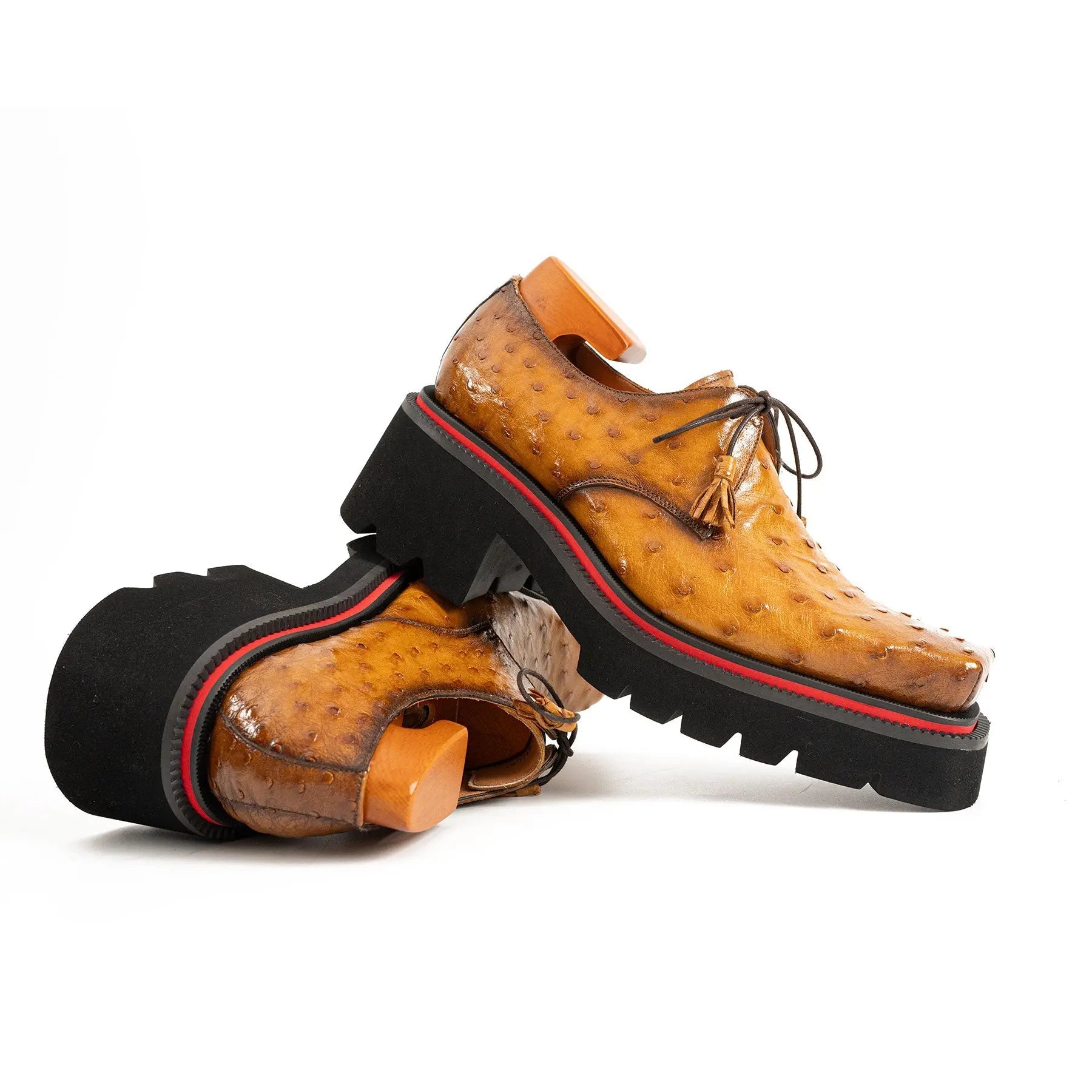 Amber Ostrich Derby with Elevated Sole