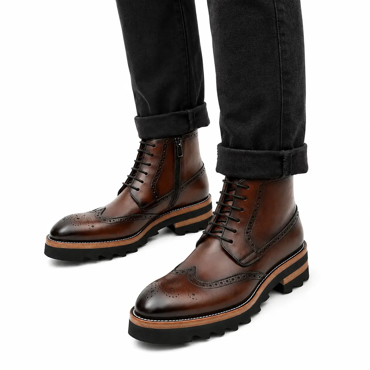 Walnut Lug Sole Brogue Boot
