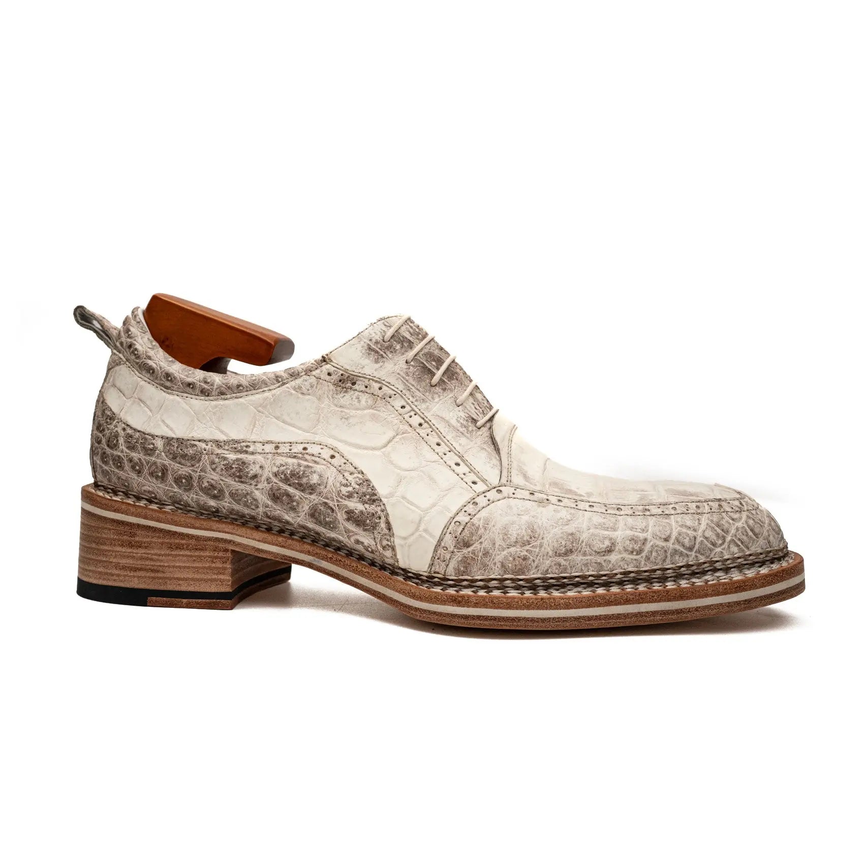 Ivory Crocodile Oxford Shoe