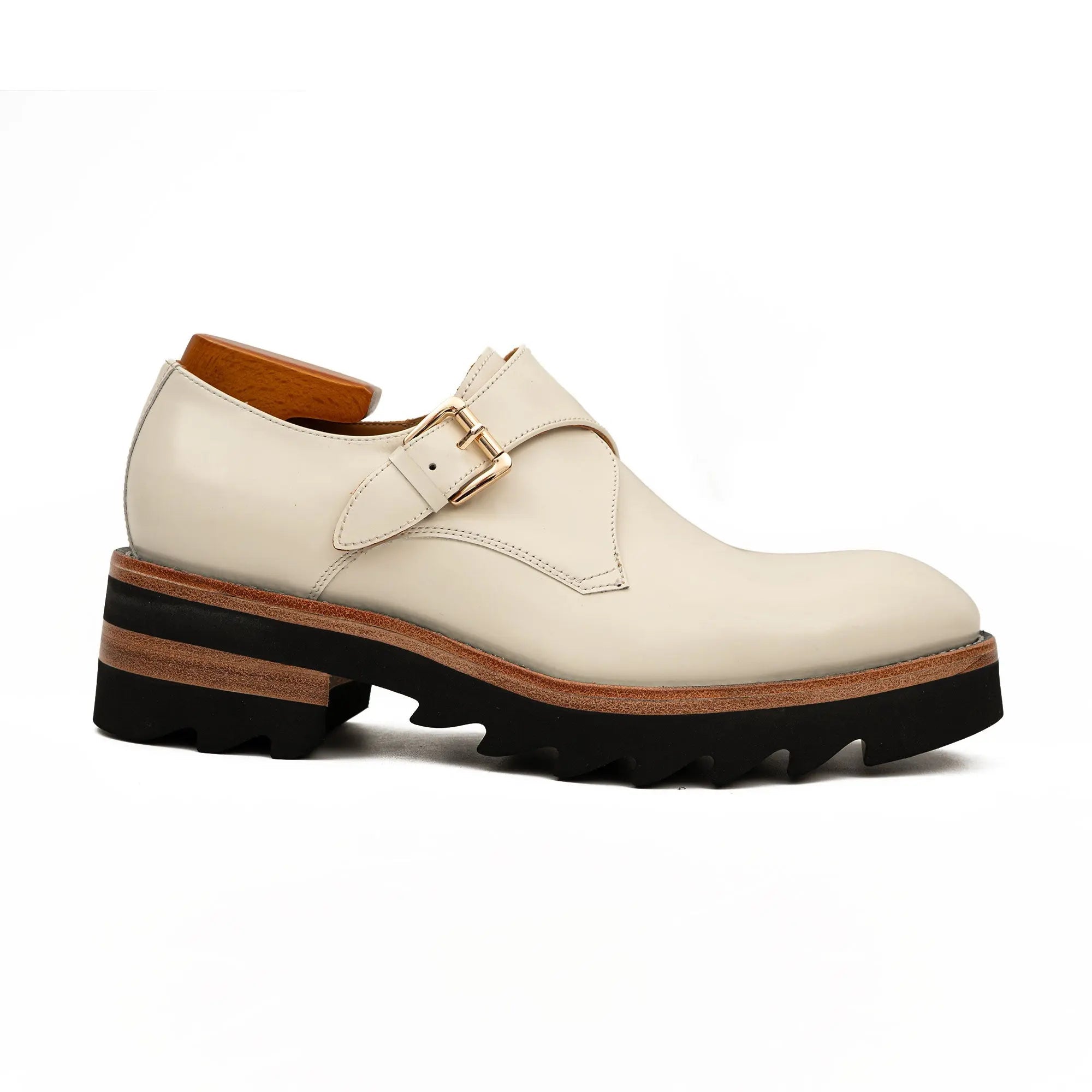 Ivory Monk Shoes with Lug Sole