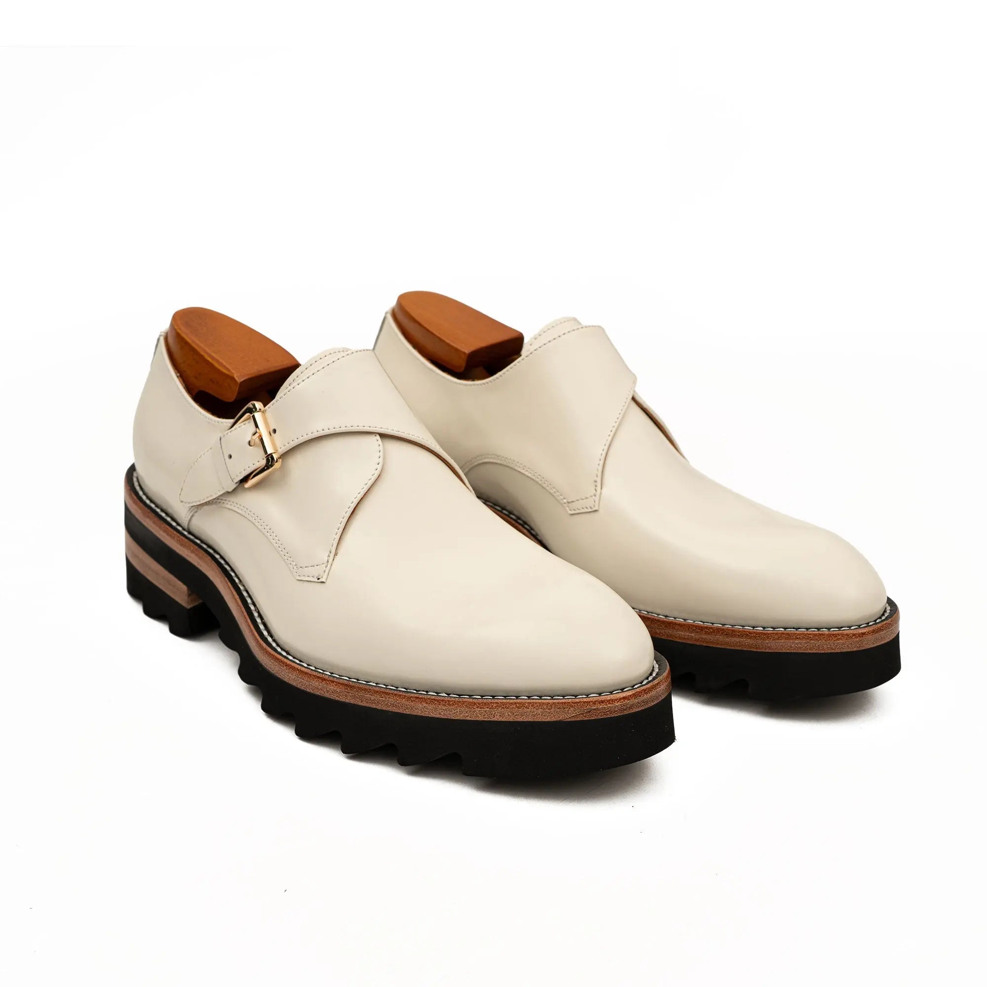 Ivory Monk Shoes with Lug Sole