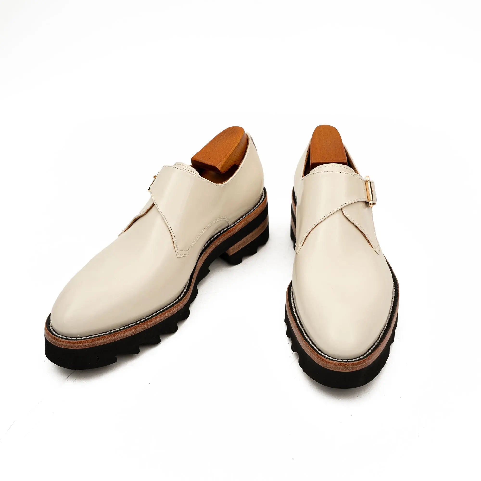 Ivory Monk Shoes with Lug Sole
