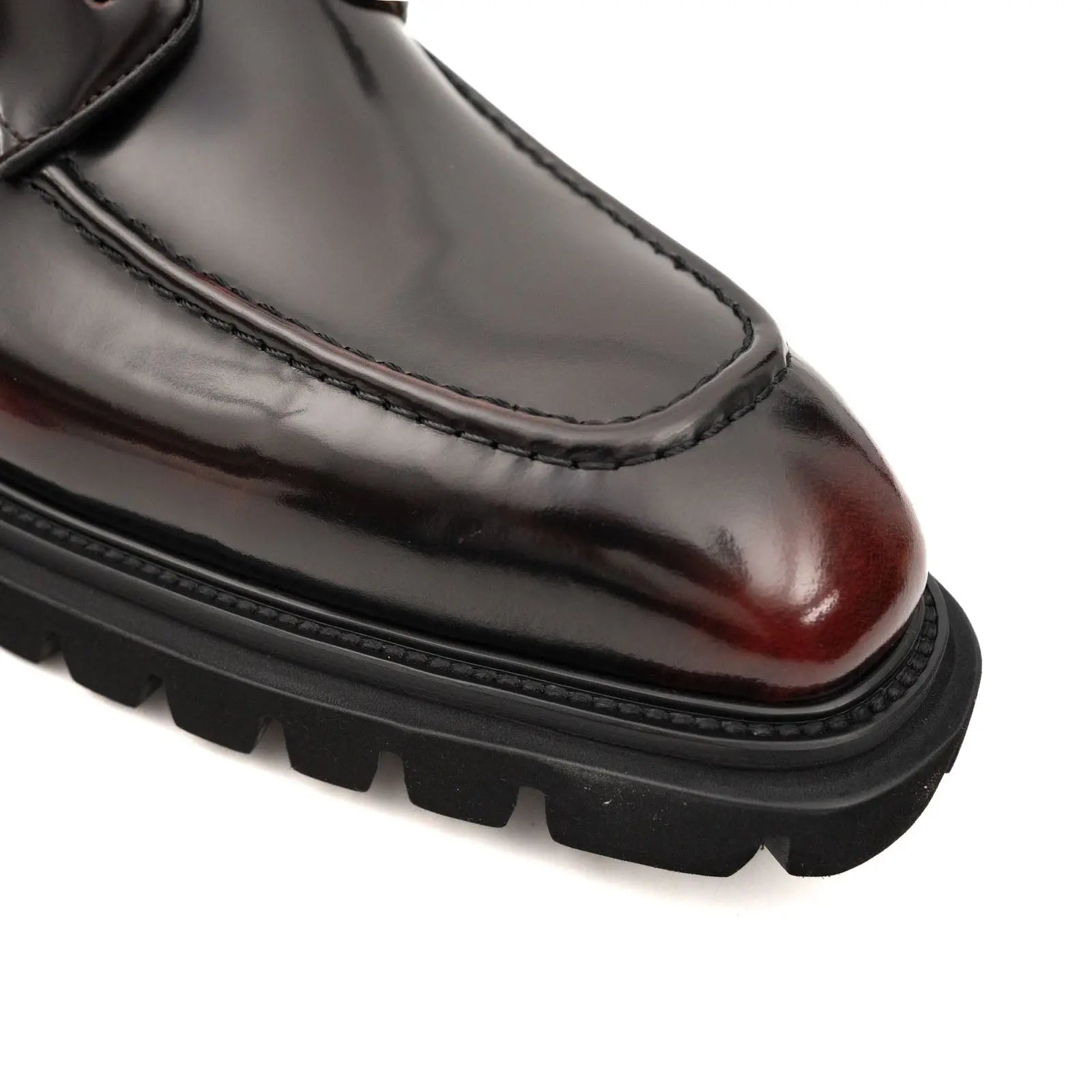 Black Apron-Toe Lace-Up Boots