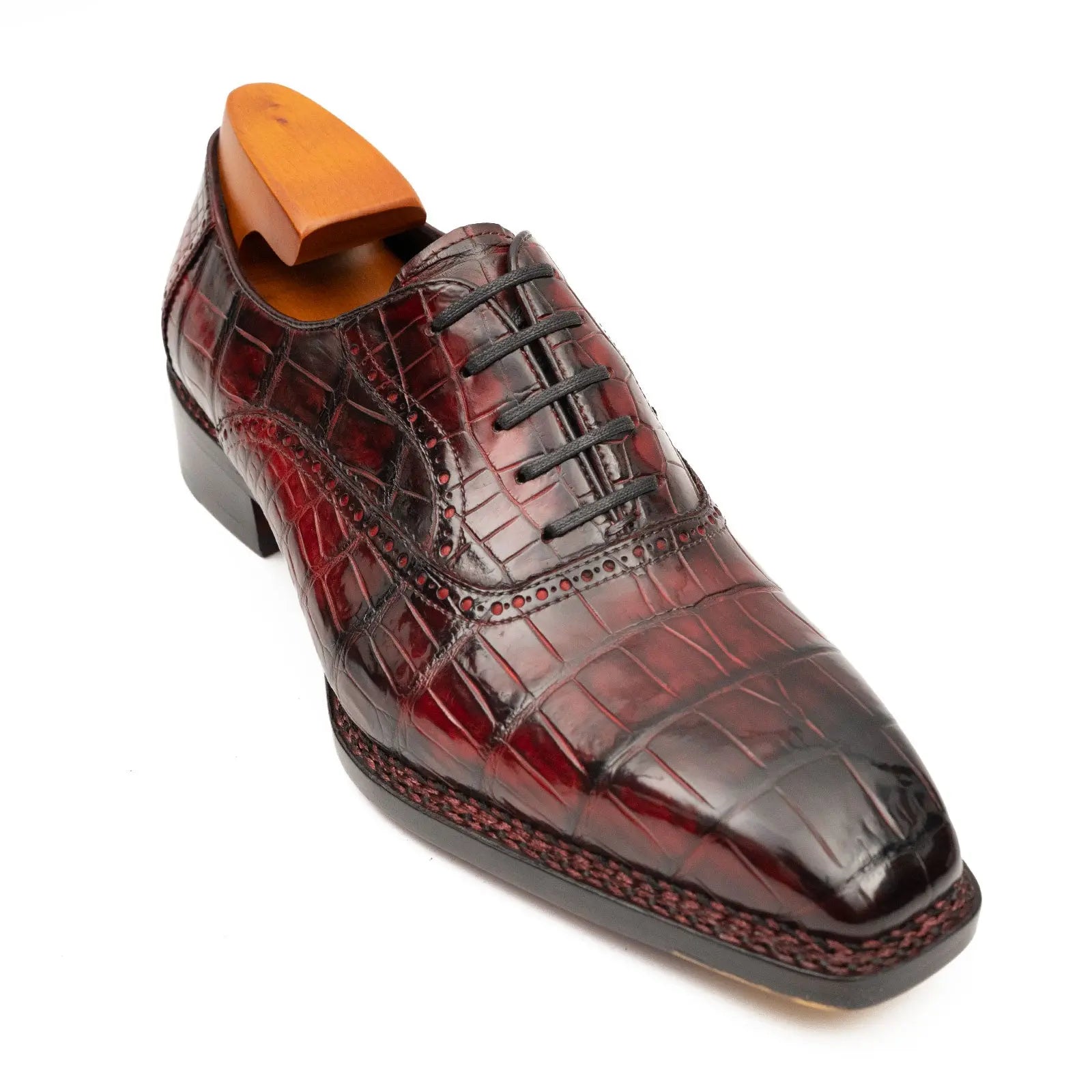 Burgundy Crocodile Oxford