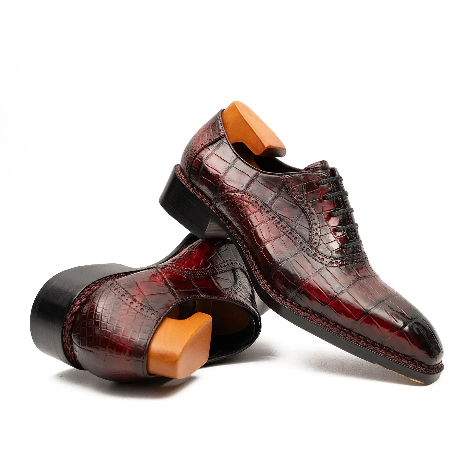 Burgundy Crocodile Oxford