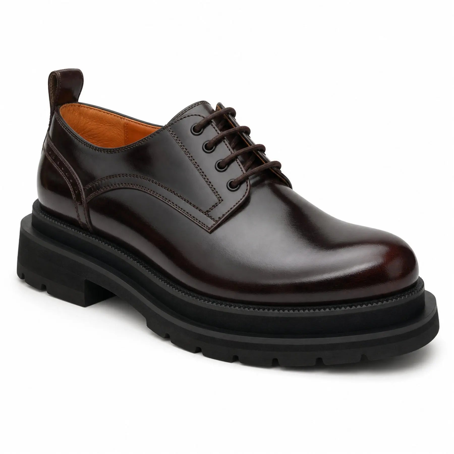 Men's Burgundy Lug-Sole Derby Shoes