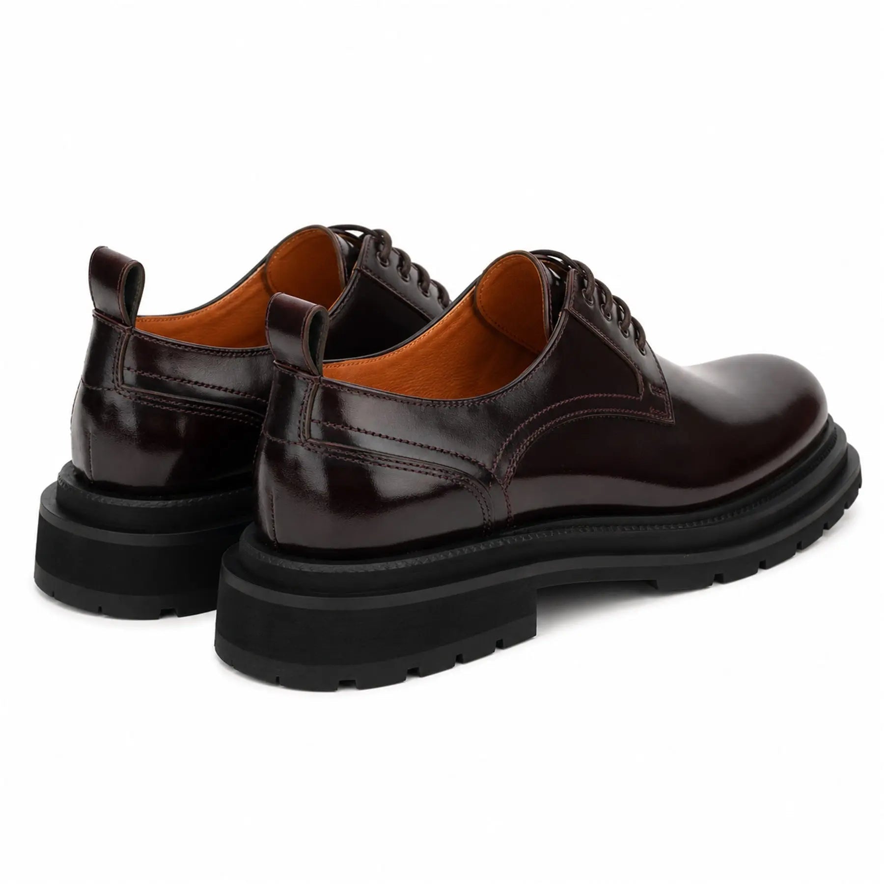 Men's Burgundy Lug-Sole Derby Shoes