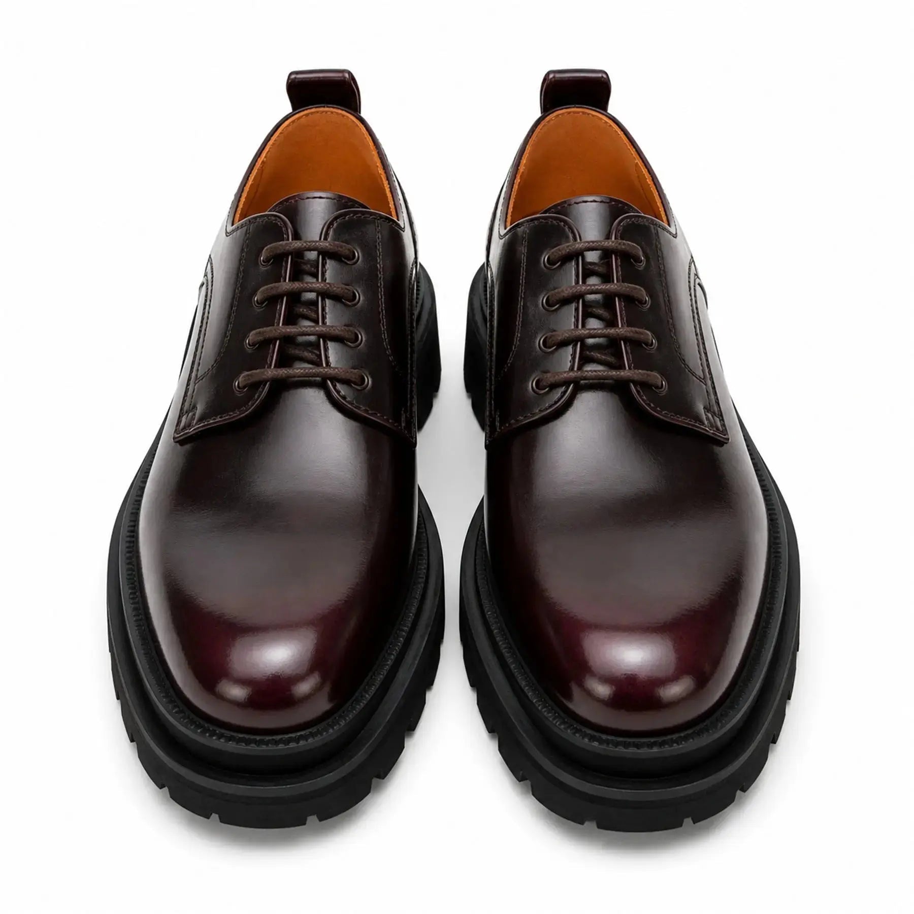 Men's Burgundy Lug-Sole Derby Shoes