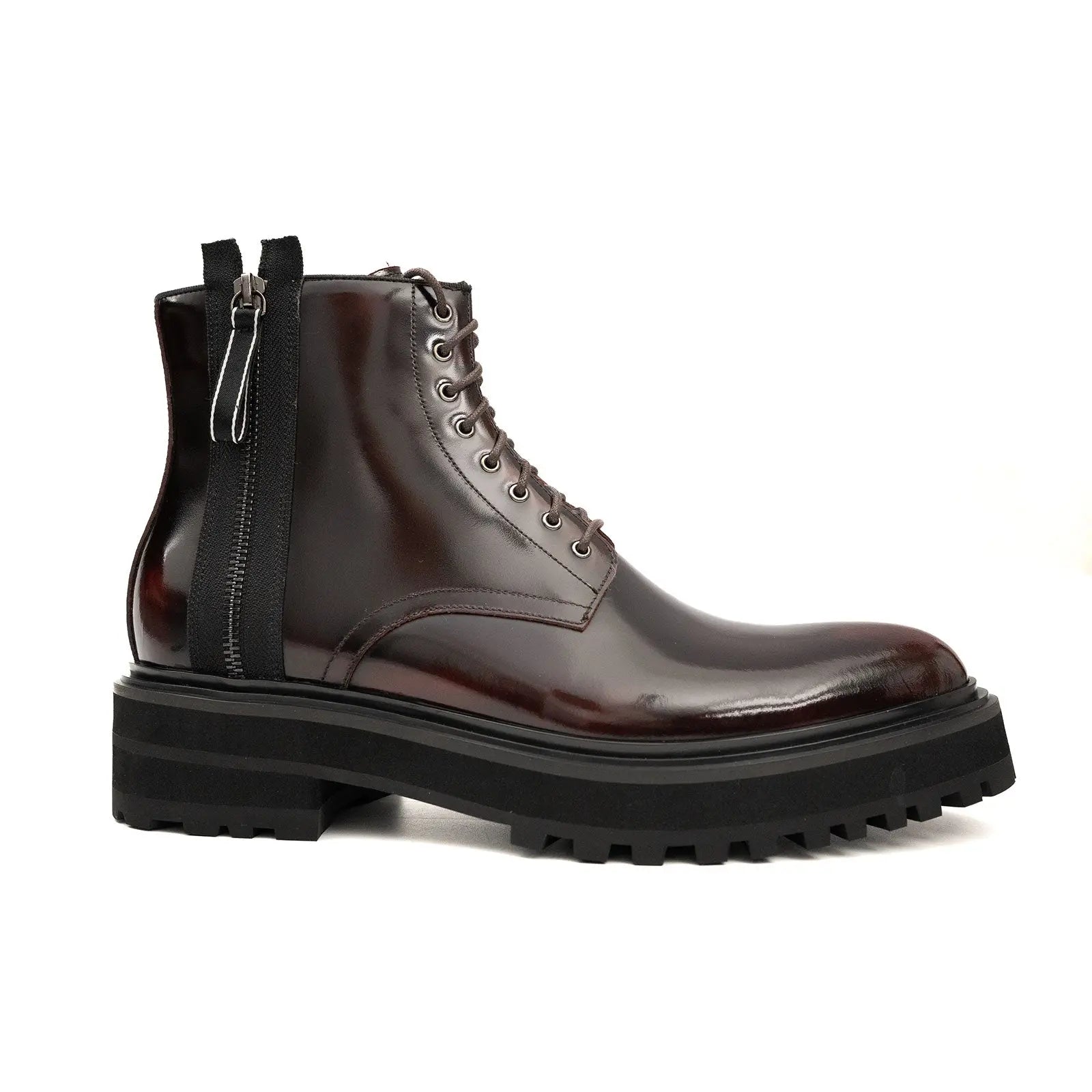 Bordeaux Zip Combat Boot