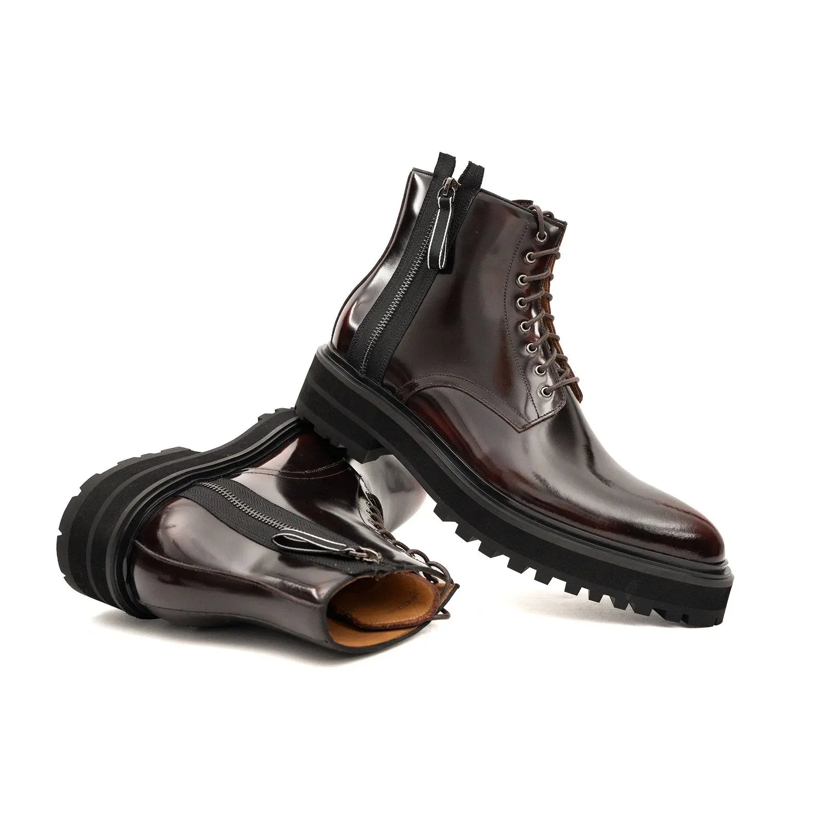 Bordeaux Zip Combat Boot
