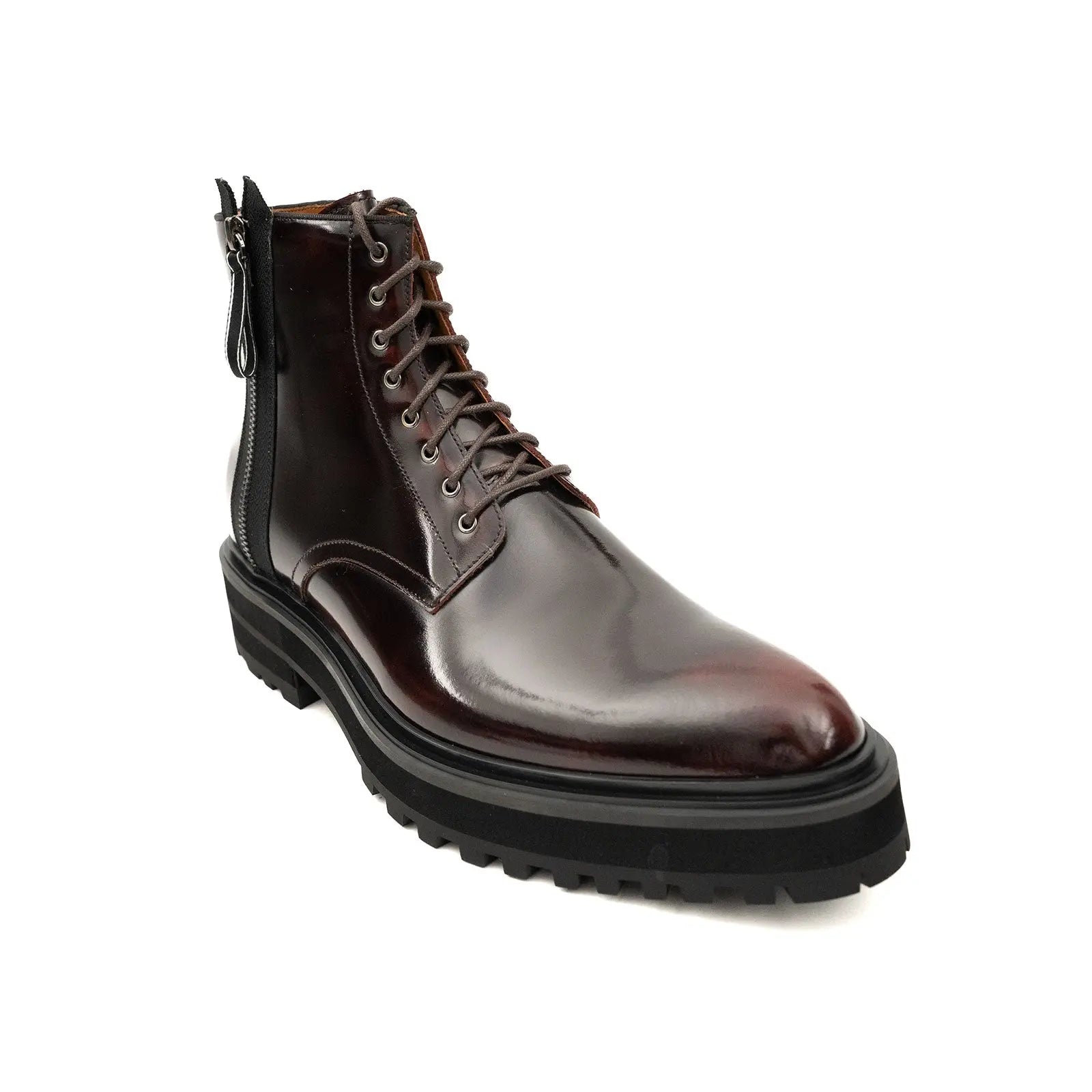 Bordeaux Zip Combat Boot