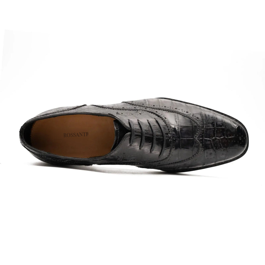 Rossanti Charcoal Crocodile Norwegian Oxford insole detail