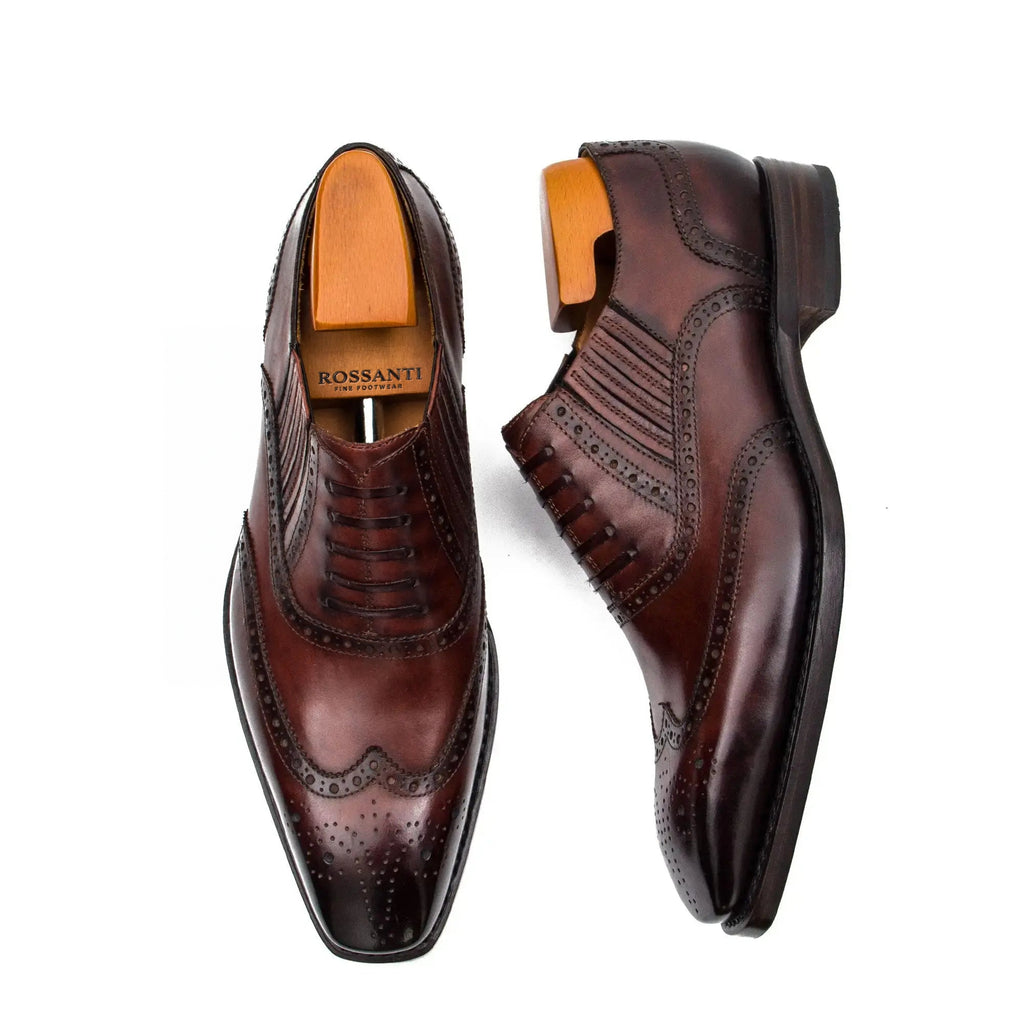 Rossanti Burgundy Brogued Oxford Shoe insole detail