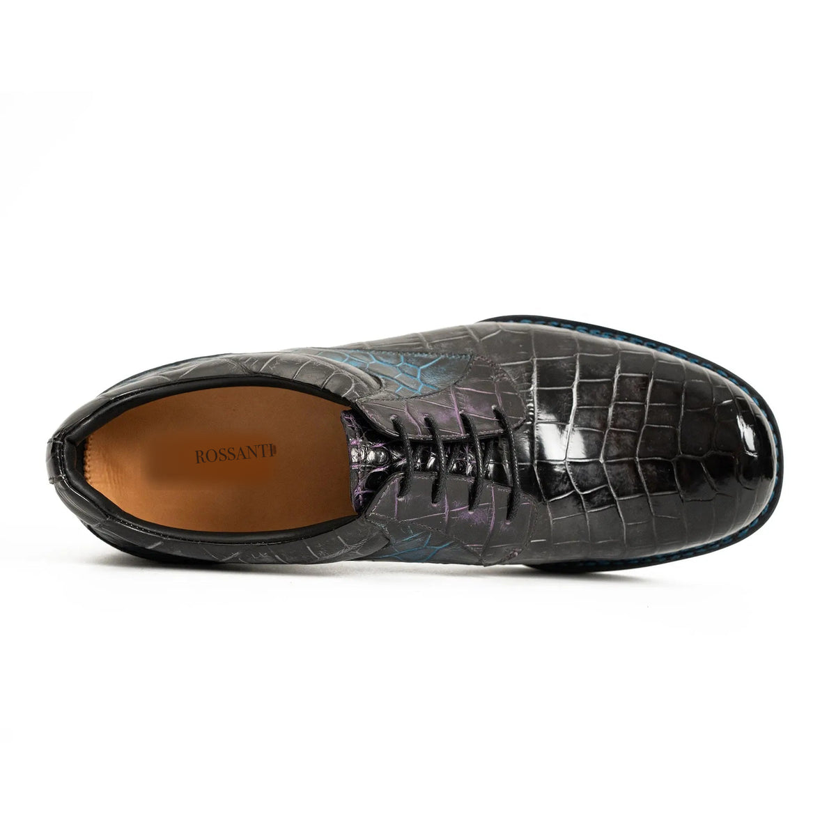 Rossanti Midnight Crocodile Derby insole detail