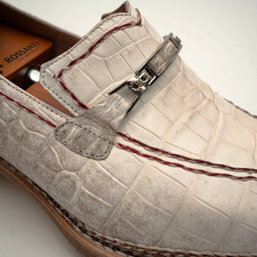 Rossanti Ivory Crocodile-Textured Loafer product detail
