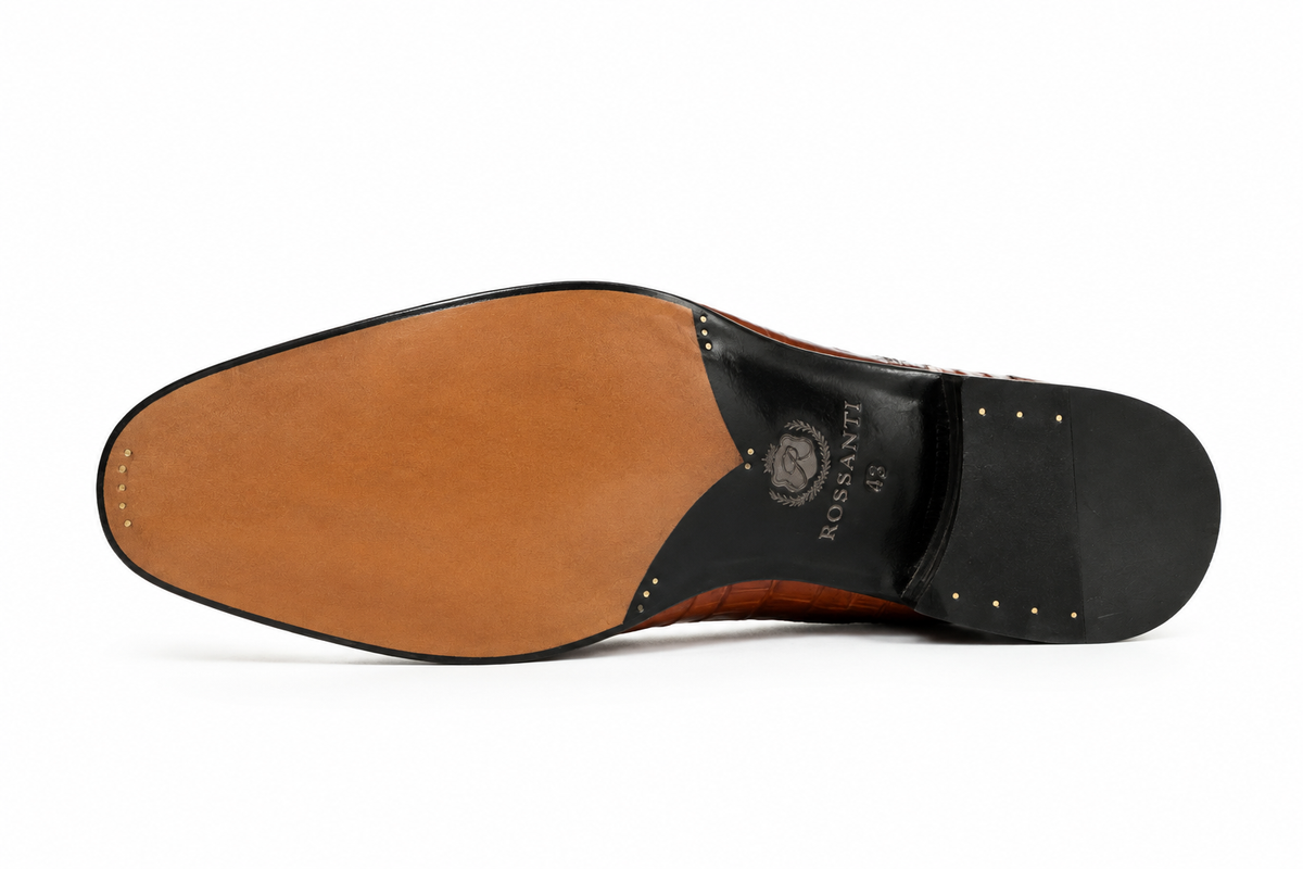 Cognac Croc-Embossed Oxford Shoe - product view 10