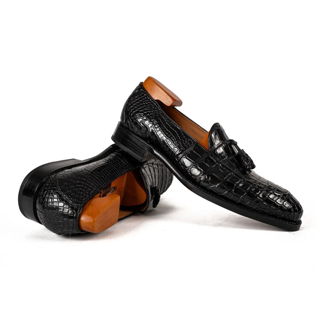 Black Crocodile Tassel Loafer