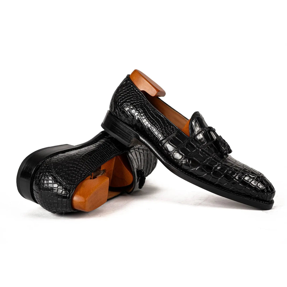 Black Crocodile Tassel Loafer
