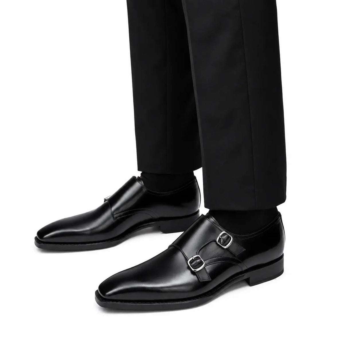 Black Double Monk Strap