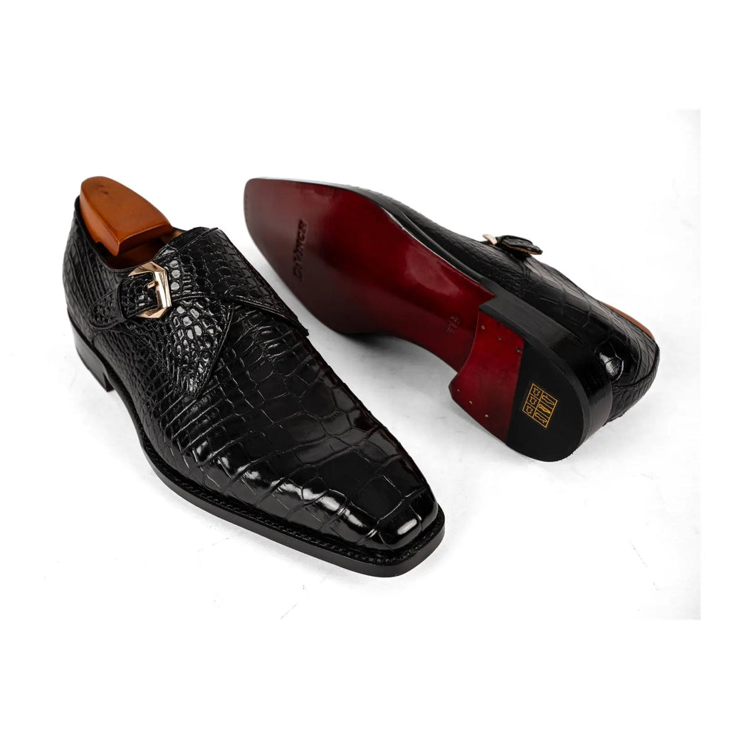 Black Crocodile Monk Strap