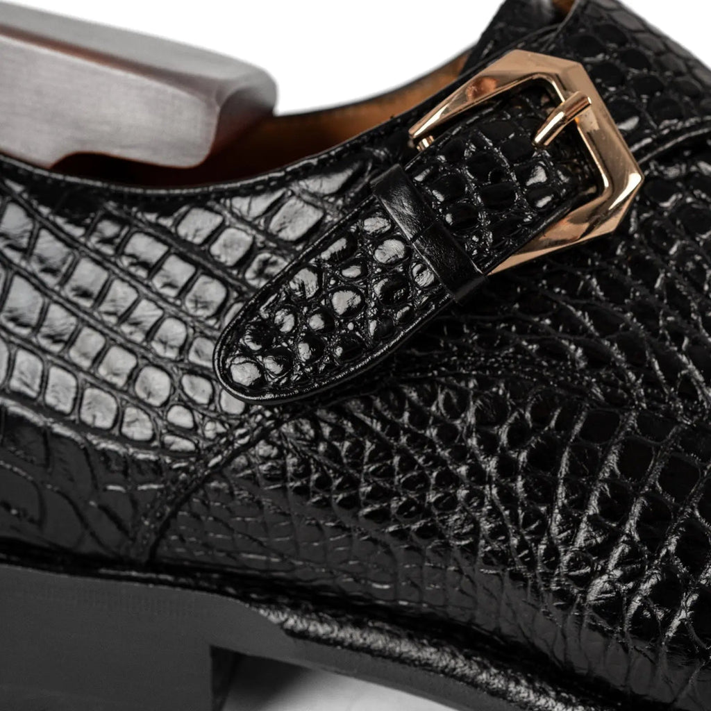 Black Crocodile Monk Strap
