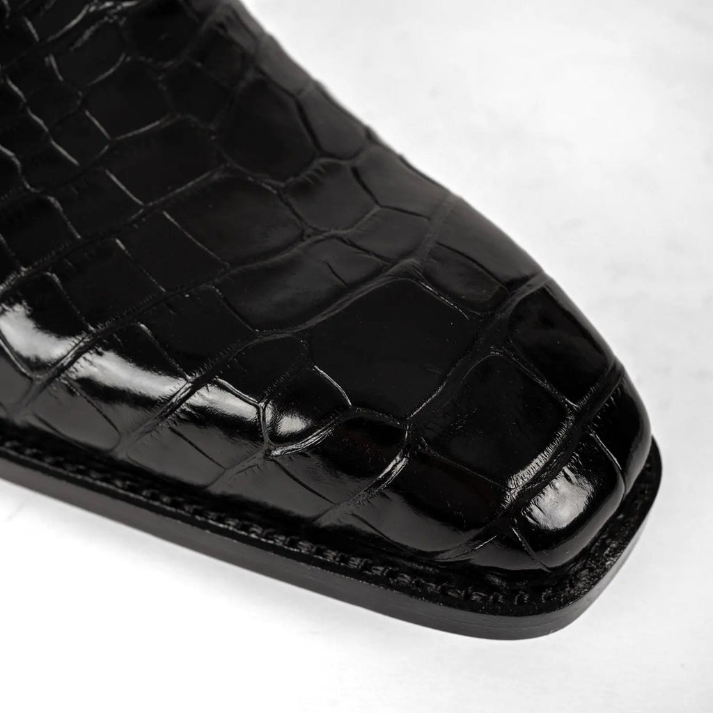 Black Crocodile Monk Strap