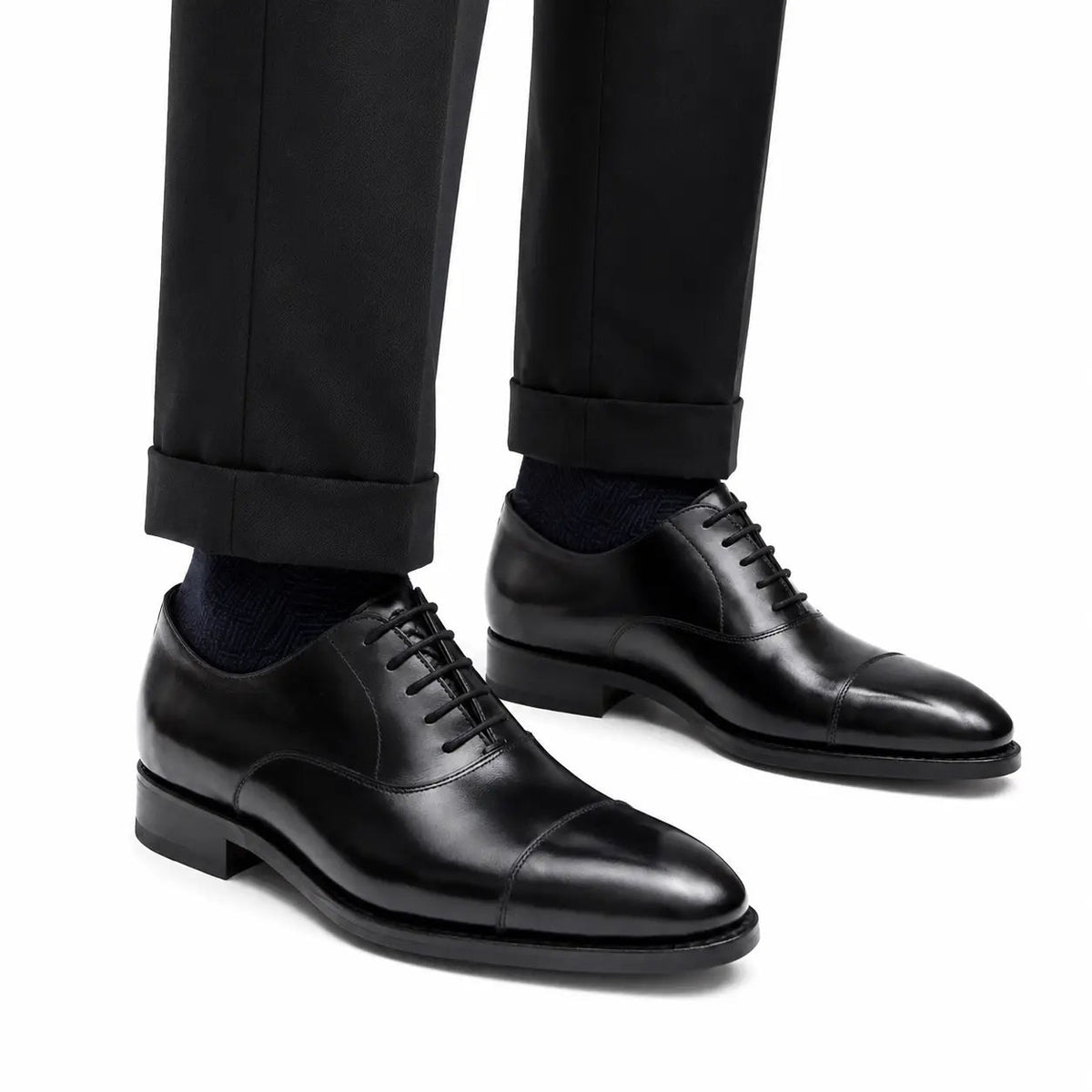 Black Cap-Toe Oxford Shoe