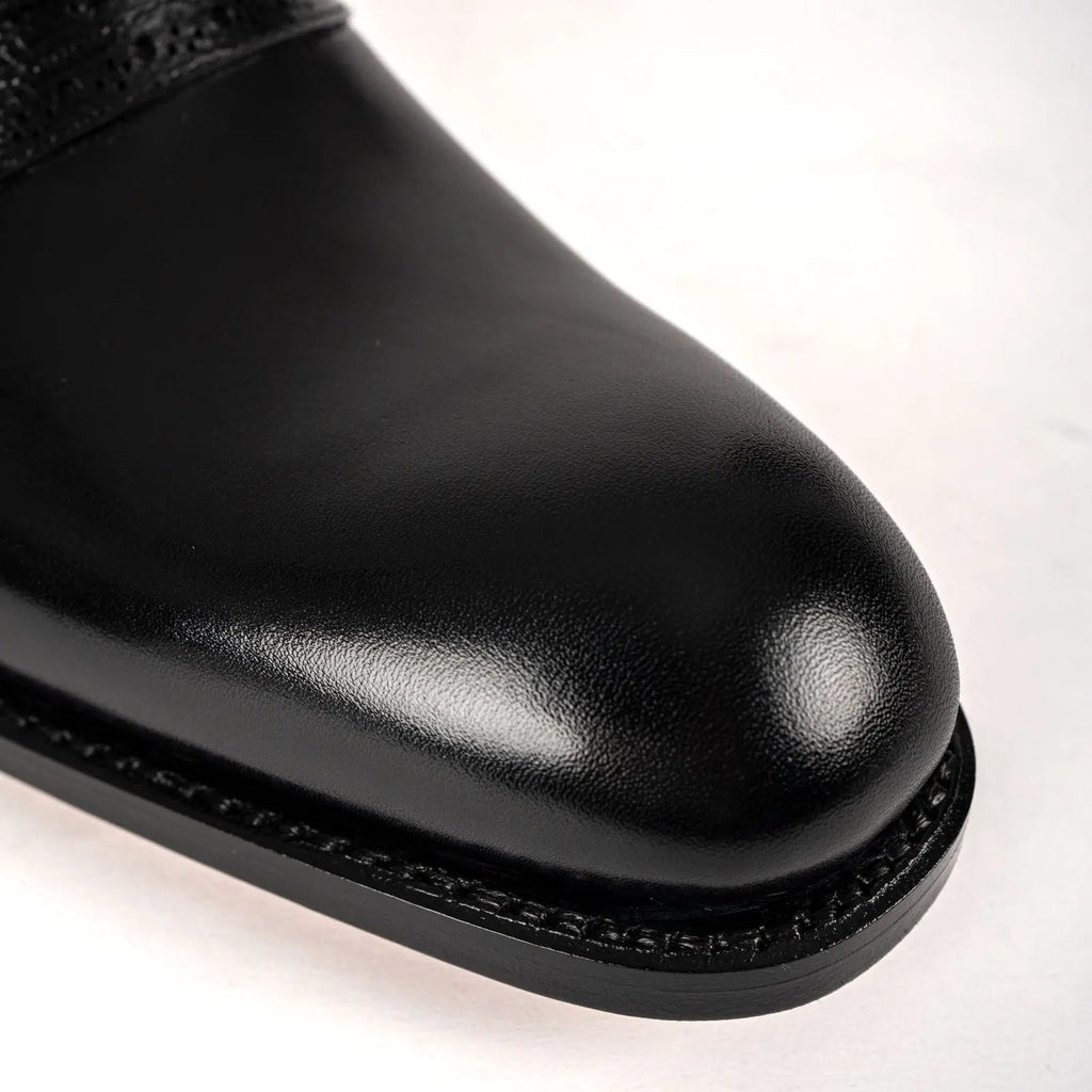 Black Textured-Panel Oxford Shoe