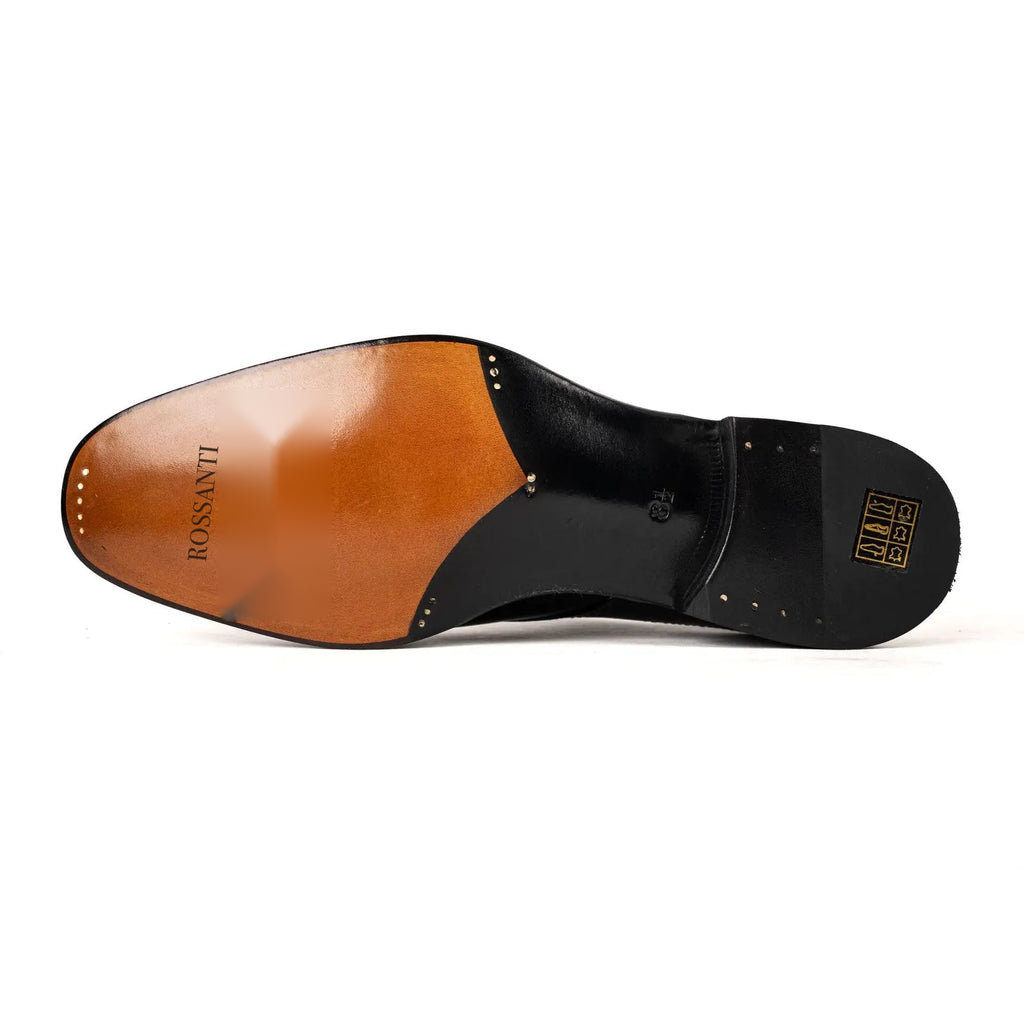 Black Textured-Panel Oxford Shoe