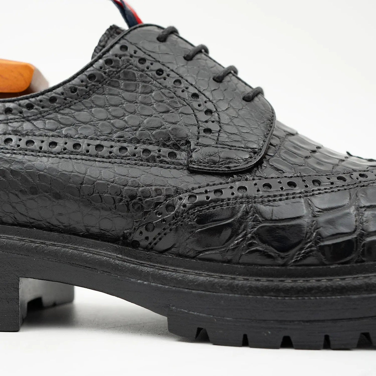 Black Croc-Embossed Derby