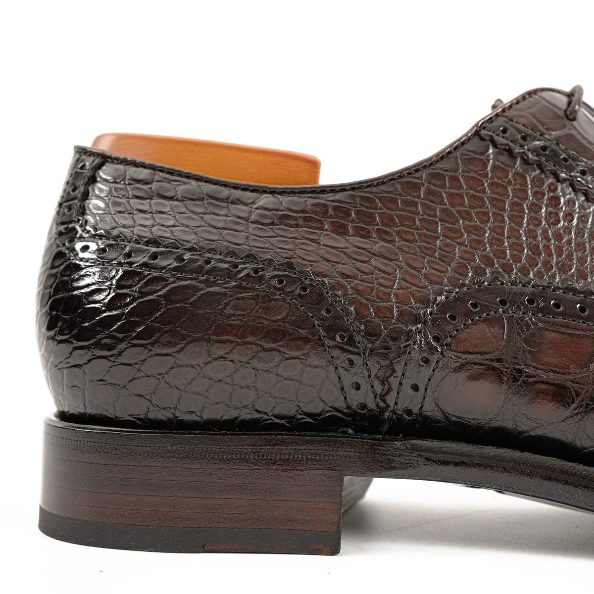 Dark Croc-Embossed Cap-Toe Oxford