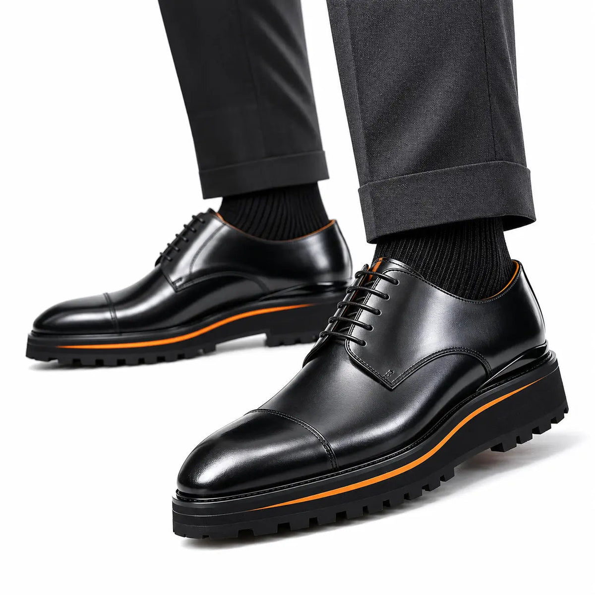 Black Cap-Toe Derby Lug