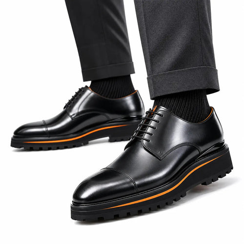 Black Cap-Toe Derby Lug